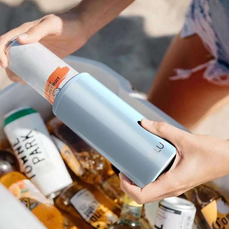 TILUCK Skinny Can Cooler for Slim Beer & Hard Seltzer, Stainless Steel, Doucle-Walled Stainless Steel Insulated Slim Cans, Standard 12 oz (Glitter Sky) - Image 5
