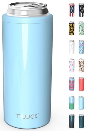 TILUCK Skinny Can Cooler for Slim Beer & Hard Seltzer, Stainless Steel, Doucle-Walled Stainless Steel Insulated Slim Cans, Standard 12 oz (Glitter Sky) - Image 1