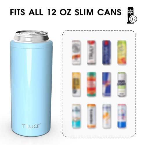 TILUCK Skinny Can Cooler for Slim Beer & Hard Seltzer, Stainless Steel, Doucle-Walled Stainless Steel Insulated Slim Cans, Standard 12 oz (Glitter Sky) - Image 3