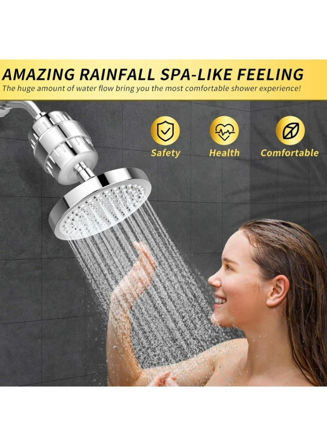 Shower Head with Filter 15-Stage - Hard Water Softener Chlorine Removal, High Output for Skin & Hair - Image 5