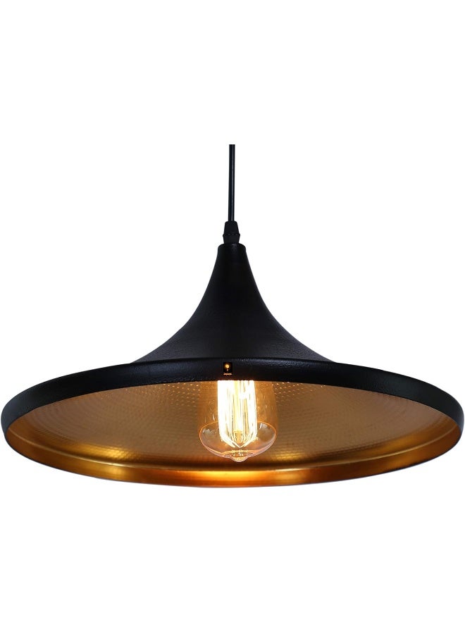 Imper!al Vintage Black Metal Tawa Hanging Light, Pendant Ceiling Light and Lamp (Black)  - Image 1