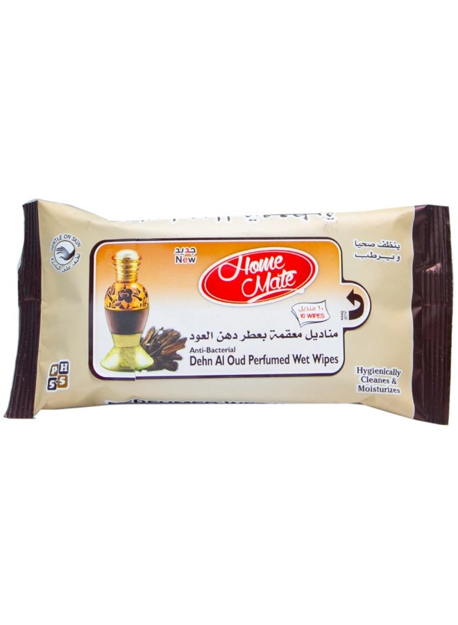 هوم مايت مناديل مبللة معطرة برائحة دهن العود، 10 قطع
