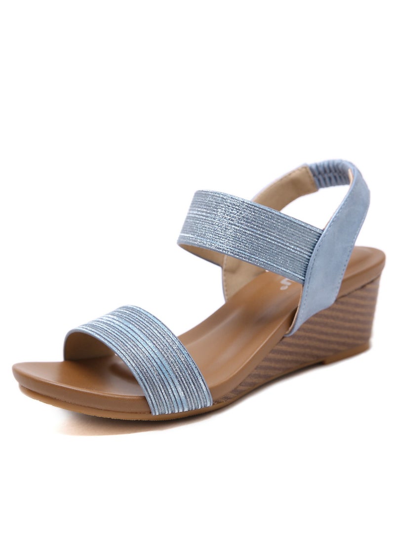 Loquat Wedges And Rubber Sandals For Women Blue 