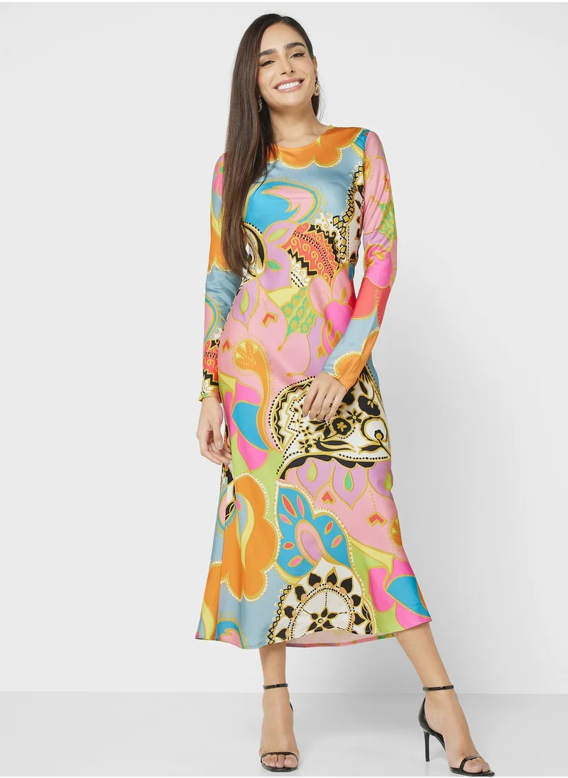 Never fully Dressed Crew Neck Printed Dress