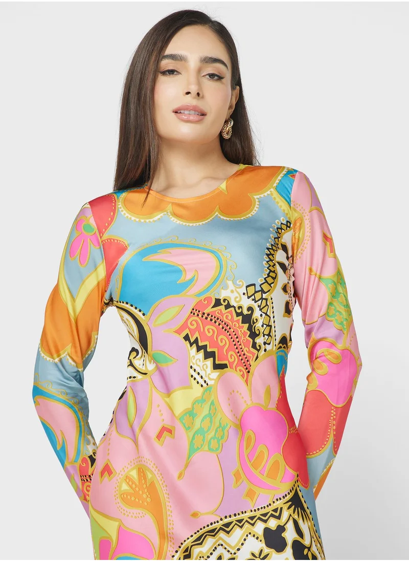 Never fully Dressed Crew Neck Printed Dress