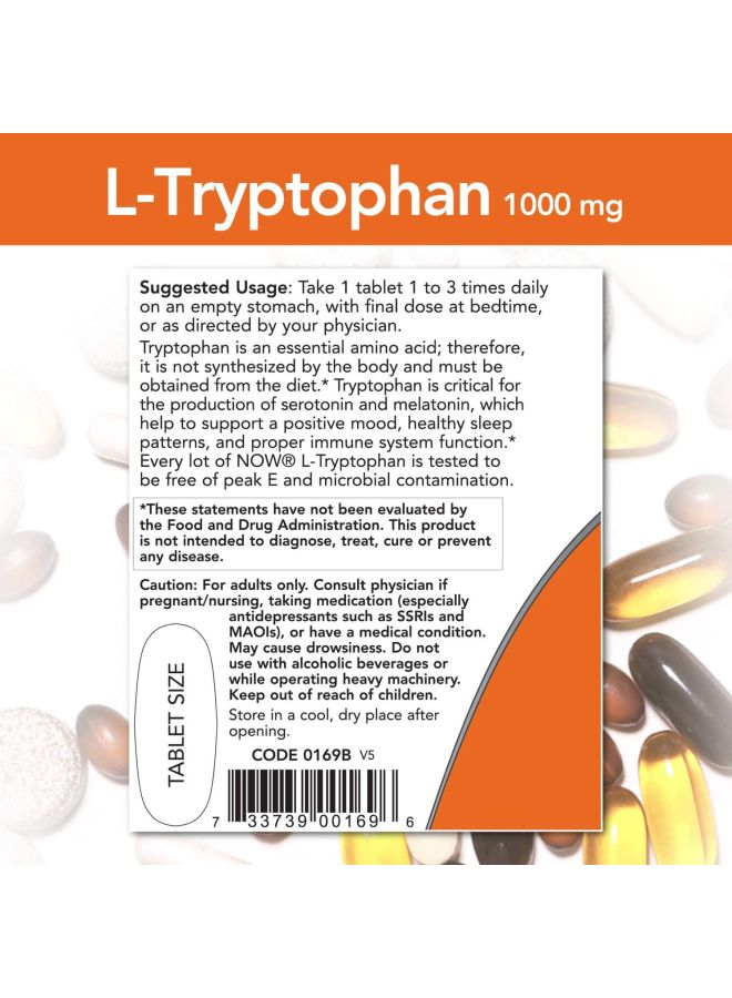 Now Foods L-Tryptophan Dietary Supplement 1000mg - 60 Tablets - Image 3