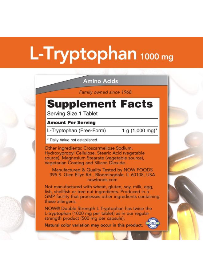 Now Foods L-Tryptophan Dietary Supplement 1000mg - 60 Tablets - Image 2