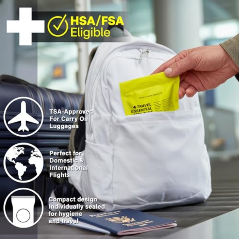 Travel Essential Medicine First Aid Kit I Bonus Medical Supplies I TSA Compliant Mini Size Medkit for Traveling Camping Trips Individually Packed 64 Tablets Refill Pack - Image 3