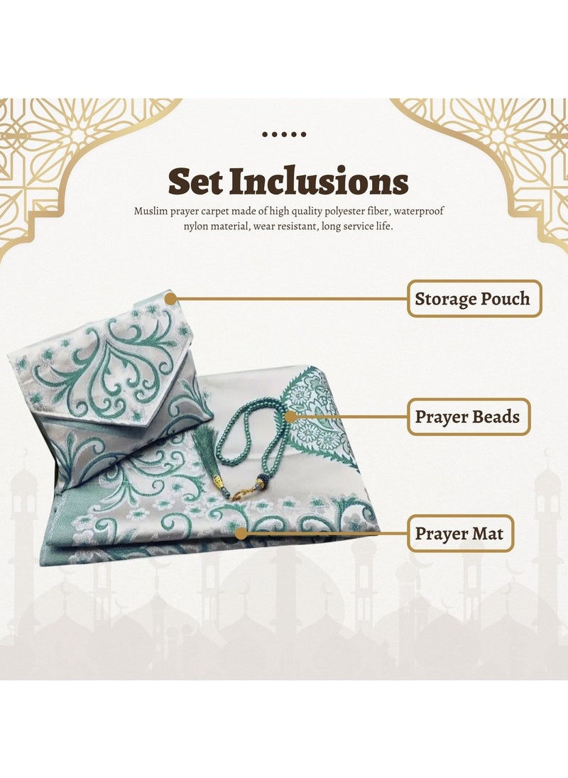 Home Smart Home Smart Prayer Mat with Prayer Beads and Storage Pouch Portable Mat for Travel Ideal Gift for Men and Women  - Image 3