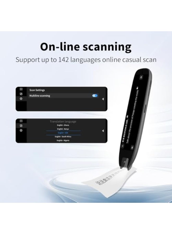 142 Language Translator Device,Translation Pen,ai translator,Scan Reader Pen, Real-time voice translation in Arabic and over 142 other languages, featuring online instant translation capabilities, along with scanning and reading functions,Text to Speech Scan Reading Pen for Dyslexia, Two-Way Instant Translator Pen for Students Adults with Touch Screen - Image 5