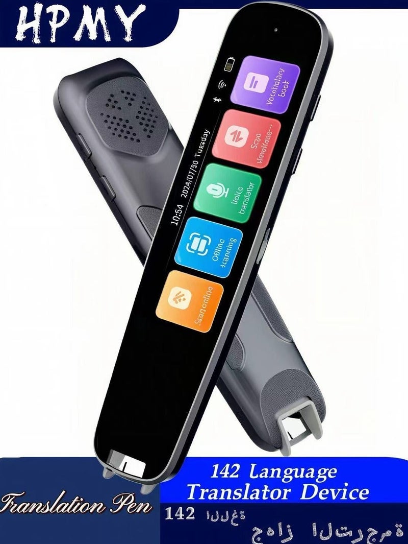 142 Language Translator Device,Translation Pen,ai translator,Scan Reader Pen, Real-time voice translation in Arabic and over 142 other languages, featuring online instant translation capabilities, along with scanning and reading functions,Text to Speech Scan Reading Pen for Dyslexia, Two-Way Instant Translator Pen for Students Adults with Touch Screen - Image 1