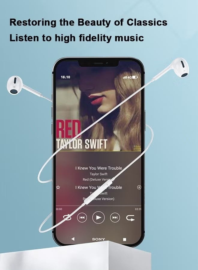 نيو هامبشاير أسماعات داخل الأذن السلكية الجانبية لـ iPhone بمنفذ Lightning باللون الأبيض، مع ميكروفون مدمج وضبط مستوى الصوت، بدون بلوتوث، متوافق مع iPhone 14/13/12/SE/11/XR/XS/X/8/7 و iPad - Image 5