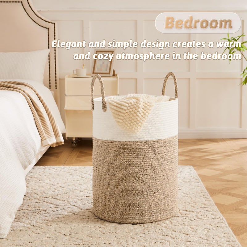 Artfeel Laundry Basket,Woven Cotton Rope Laundry Hamper,60L for Decor Storage of Dirty Clothes,Toys and Blankets in Bathroom,Baby Room and Living Room - Image 4