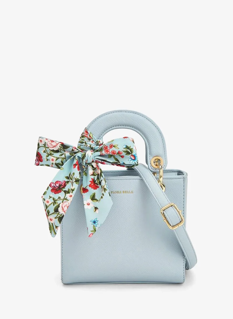 Flora Bella Textured Crossbody Bag With Printed Scarf Accent