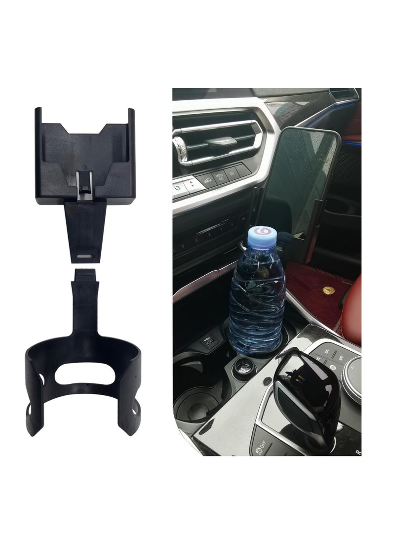 2-in-1 Multifunctional Car Cup Holder Phone Mount, Large Capacity 9.2In Waterproof ABS Vehicle Cup Holder Expander, Universal Durable Automotive Smartphones Mount Accessories (Black) - Image 1