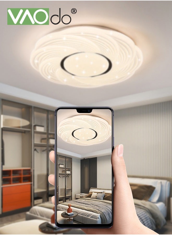 VAOdo 40CM LED Flush Mount Ceiling Light Fixture with Remote Control 24w Eye Protection 3 Color Lights Selectable Dimmable Ceiling Lights for Bedroom Dining Room Kitchen Hallway  - Image 2