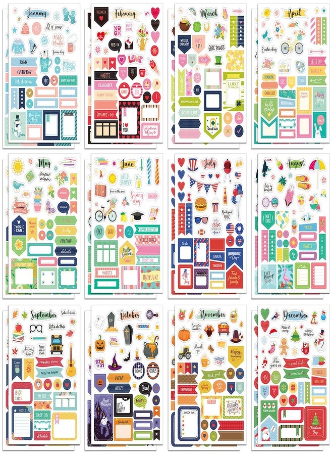 Teling 24 Sheets Holiday Stickers Seasonal Planner Calendar Monthly Seasonal Winter Aesthetic Stickers Accessories for Valentines Day St. Patrick's Day Easter Scrapbook Calendar Planning(Festival) - Image 1