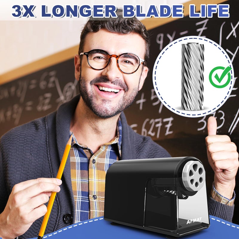 AFMAT Electric Pencil Sharpener for Classroom, 6 Holes, Heavy Duty Pencil Sharpeners for Home, Pencil Sharpener Plug in for 6-11mm Pencils, Auto Stop, Super Fast, Save Pencils, PSX2 - Image 4