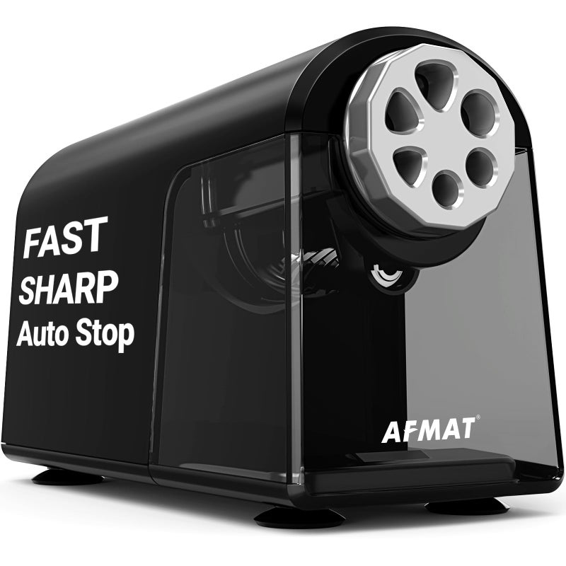 AFMAT Electric Pencil Sharpener for Classroom, 6 Holes, Heavy Duty Pencil Sharpeners for Home, Pencil Sharpener Plug in for 6-11mm Pencils, Auto Stop, Super Fast, Save Pencils, PSX2 - Image 1