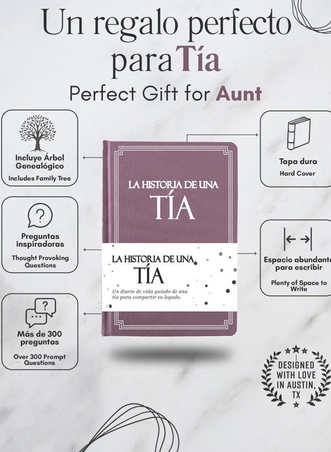 Coco & Lan Tia, comparte tu historia conmigo (Tapa dura): 250+ Preguntas, Tía regalos, Feliz Día de la Madre, Mejor regalo de sus sobrinos y sobrinas, Cumpleaños y Navidad. (Edición en español/Spanish Edition) - Image 2