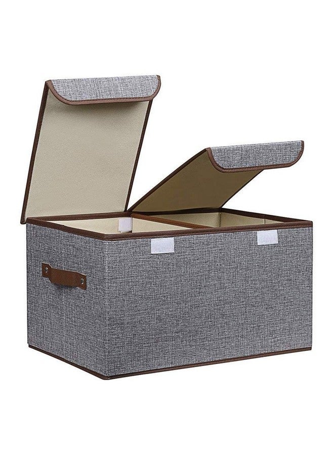 شريجي صندوق تخزين قماشي قابل للطي من ShreejiIH لتنظيم الملابس والكتب والألعاب وغيرها من اللوازم مع غطاء (شبكتان) - Image 1