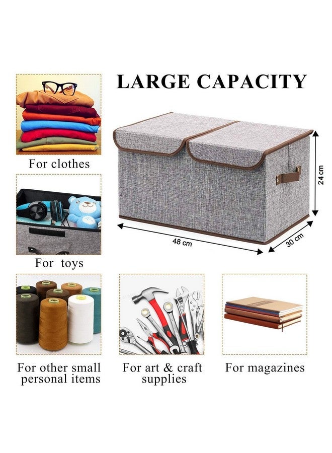 شريجي صندوق تخزين قماشي قابل للطي من ShreejiIH لتنظيم الملابس والكتب والألعاب وغيرها من اللوازم مع غطاء (شبكتان) - Image 2