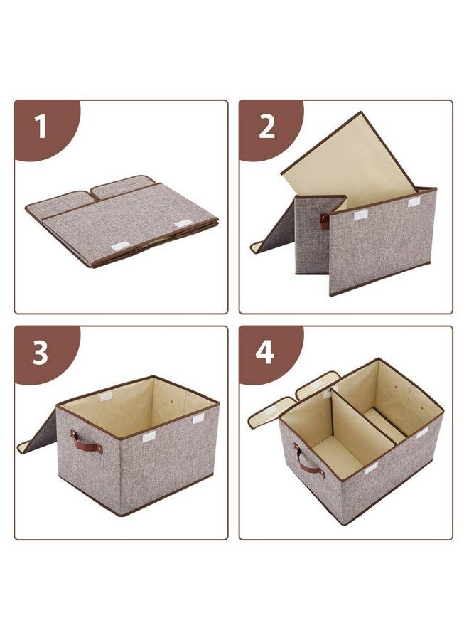 شريجي صندوق تخزين قماشي قابل للطي من ShreejiIH لتنظيم الملابس والكتب والألعاب وغيرها من اللوازم مع غطاء (شبكتان) - Image 4