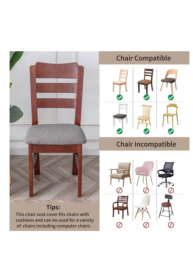 كابتن تيك Waterproof Seat Covers for Dining Room Chairs Covers Dining Chair Cover Kitchen Chair Covers Jacquard Dining Room Chair Seat Covers Chair Seat Slipcovers Protector Light Grey - Image 2
