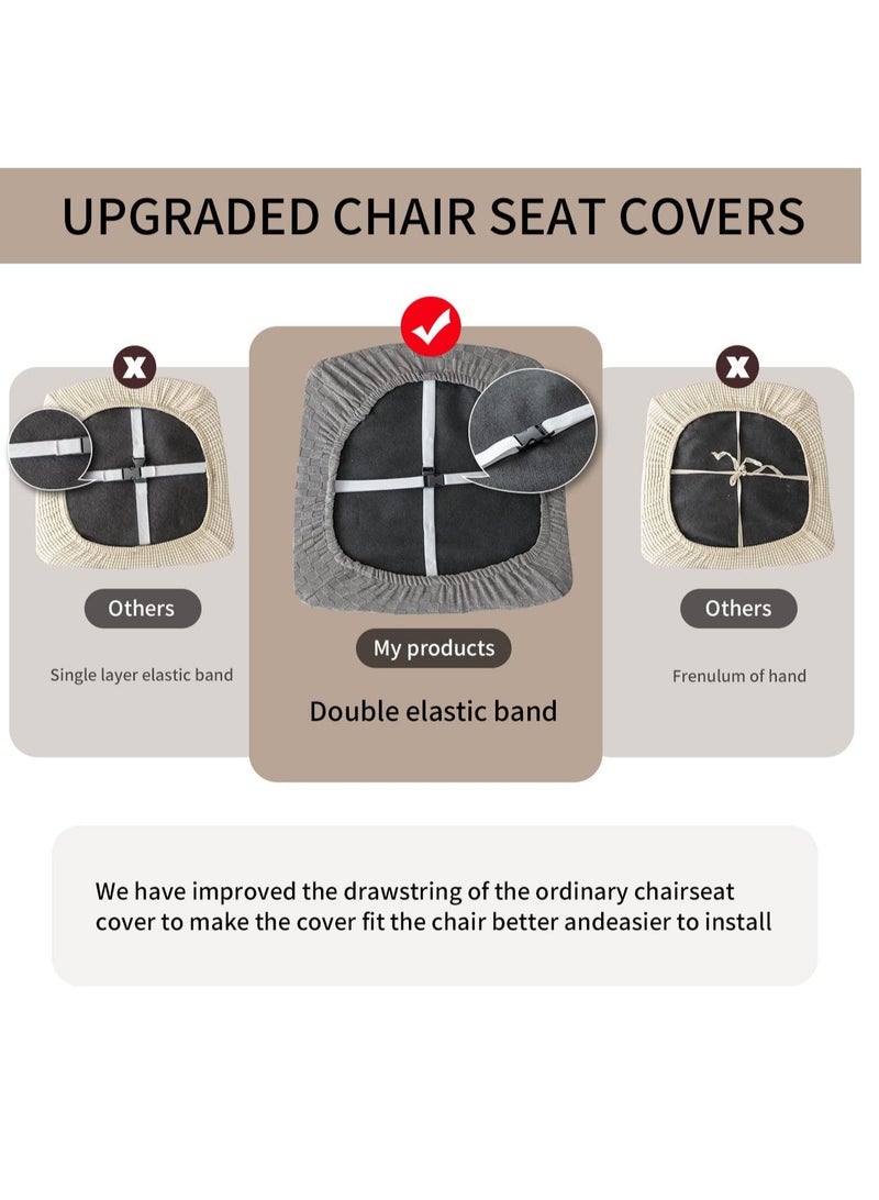 كابتن تيك Waterproof Seat Covers for Dining Room Chairs Covers Dining Chair Cover Kitchen Chair Covers Jacquard Dining Room Chair Seat Covers Chair Seat Slipcovers Protector Light Grey - Image 4
