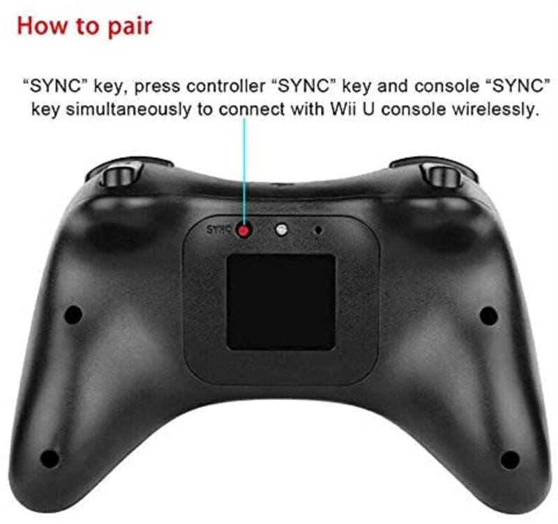 Wii U Pro Controller: Black Wireless Gamepad With 500mAh Rechargeable Battery - 10M Bluetooth Range, Ergonomic Design for Wii U Console Gaming & System Operations - Image 3