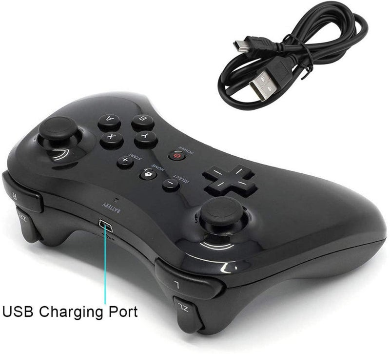Wii U Pro Controller: Black Wireless Gamepad With 500mAh Rechargeable Battery - 10M Bluetooth Range, Ergonomic Design for Wii U Console Gaming & System Operations - Image 4