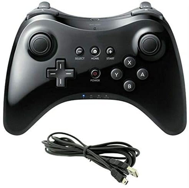 Wii U Pro Controller: Black Wireless Gamepad With 500mAh Rechargeable Battery - 10M Bluetooth Range, Ergonomic Design for Wii U Console Gaming & System Operations - Image 2