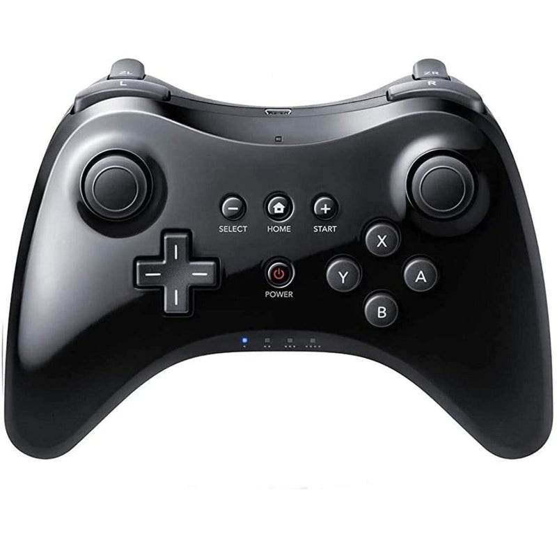 Wii U Pro Controller: Black Wireless Gamepad With 500mAh Rechargeable Battery - 10M Bluetooth Range, Ergonomic Design for Wii U Console Gaming & System Operations - Image 1