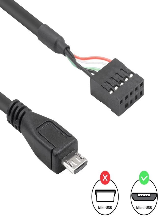 Duttek كابل دوتيك USB إلى Micro USB بطول 1.65 قدم/50 سم، محول Micro USB ذكر إلى أنثى 9 دبابيس للوحة الأم كابل ممتد دوبونت للوحة الأم 2 عبوة - Image 2