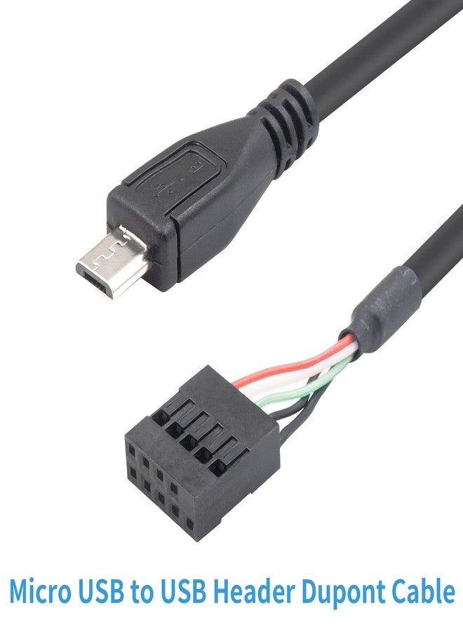 Duttek كابل دوتيك USB إلى Micro USB بطول 1.65 قدم/50 سم، محول Micro USB ذكر إلى أنثى 9 دبابيس للوحة الأم كابل ممتد دوبونت للوحة الأم 2 عبوة - Image 4