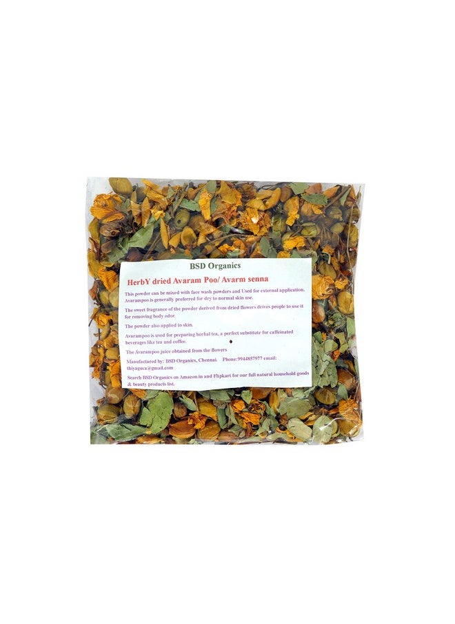 BSD Organics Herby Dried Avaram Poo/Avarm Senna/Senna Auriculata/Tanner'S Cassia/Tamgedu For Tea, Skin Care And More - 100 Gram 