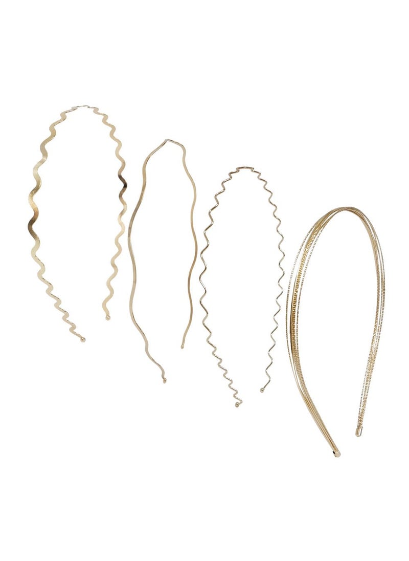 GETACOTA - 4 Pcs Gold Metal Headbands for Women Thin Hair Hoop Simple wavy Sparkly Shiny Hair Bands Glitter Fashion Nonslip Hair Accessories for Girl lgset 03 - Image 1