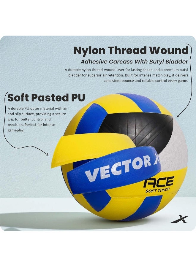 فيكتور أكس كرة طائرة فيكتور إكس إيس | مقاس ٤ | متعددة الألوان | كرة طائرة ناعمة الملمس من ١٨ لوحة، مُلصقة بمادة البولي يوريثان، بسطح محكم لمزيد من الإمساك، متينة وخفيفة الوزن، مناسبة للعب الداخلي والخارجي. - Image 2
