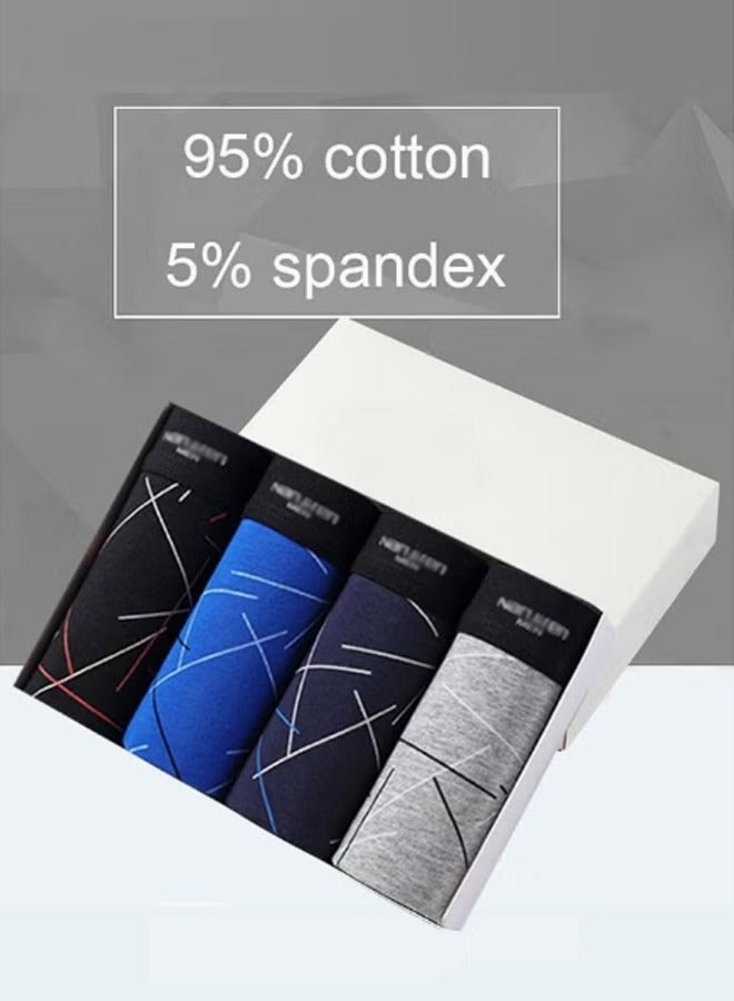 Set of 4 Men's 95% Cotton Boxer Shorts Breathable Soft Underwear Summer High Stretch Seamless Underwear  - Image 2