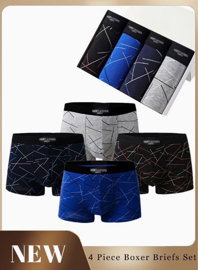 Set of 4 Men's 95% Cotton Boxer Shorts Breathable Soft Underwear Summer High Stretch Seamless Underwear  - Image 1