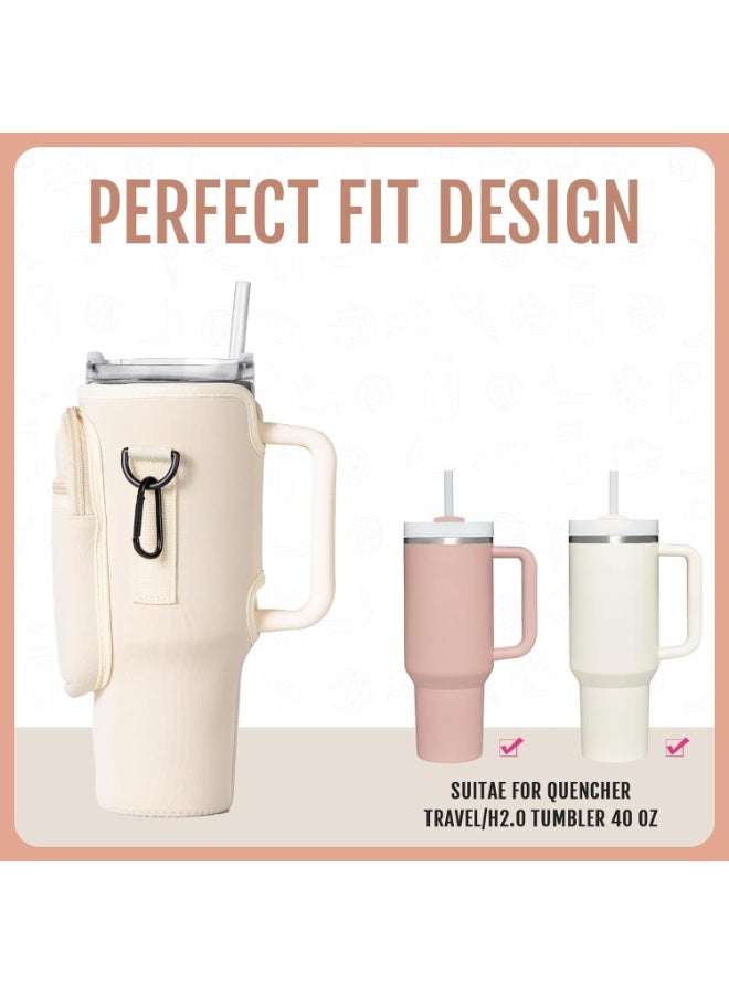 Queens Water Bottle Holder with Strap – Fits 40 oz Tumbler with Handle – Sleeve with Cell Phone Pocket & Adjustable Shoulder Strap – Outdoor Bottle Carrier - Image 3