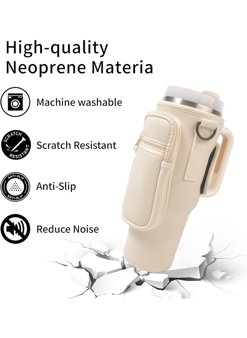 Queens Water Bottle Holder with Strap – Fits 40 oz Tumbler with Handle – Sleeve with Cell Phone Pocket & Adjustable Shoulder Strap – Outdoor Bottle Carrier - Image 5