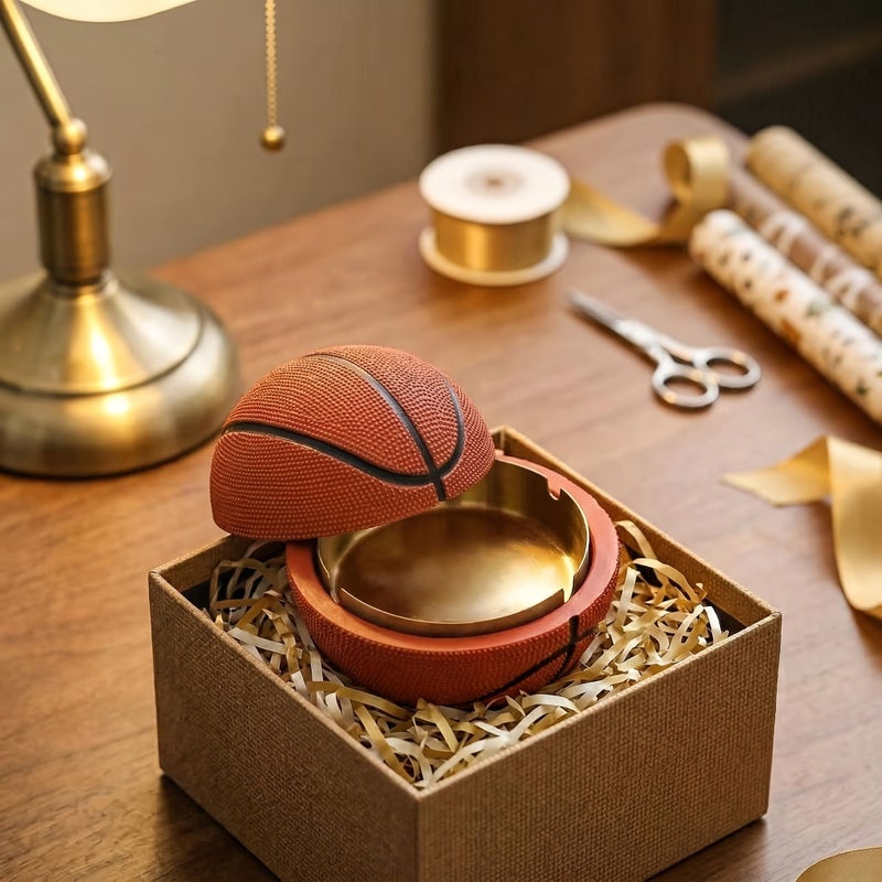 Basketball Shaped Ashtray With Lid Windproof Smokeless Desktop Ashtray - Image 1