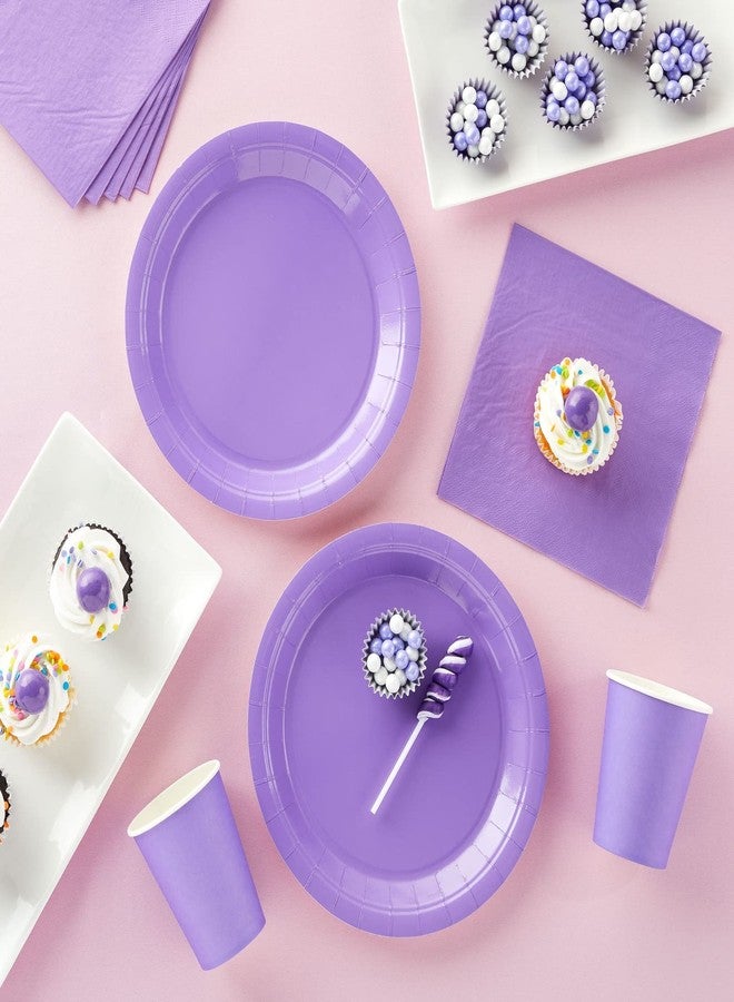 Juvale Purple Birthday Decorations, Plates, Cups & Napkins Set - 72 Pieces, Serves 24, 9In Plates, 6.7Oz Cups, 6.5In Napkins, Solid Purple - Party Supplies - Image 2