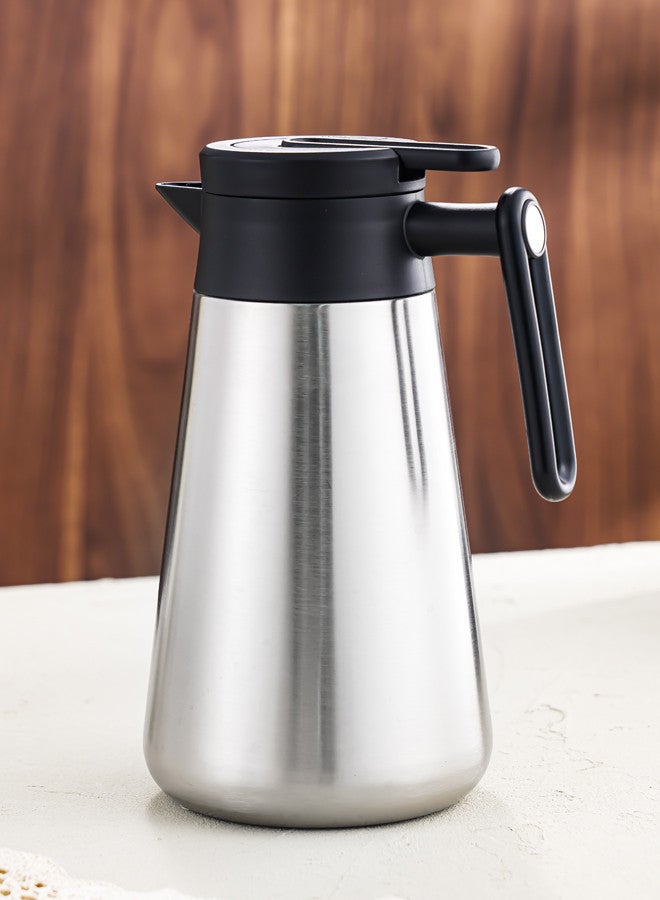 Trust Stainless Steel Double Wall Tea Coffee Flask 1L 18-8 Insulated Vacuum Bottle Silver Black for Daily Use Outdoor Travel Office - Image 4