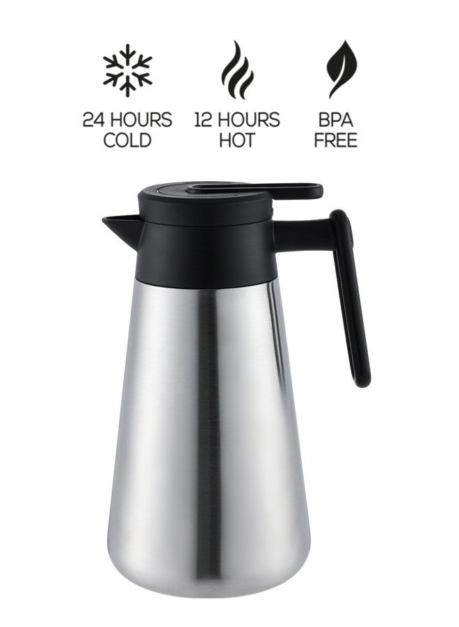 Trust Stainless Steel Double Wall Tea Coffee Flask 1L 18-8 Insulated Vacuum Bottle Silver Black for Daily Use Outdoor Travel Office - Image 5