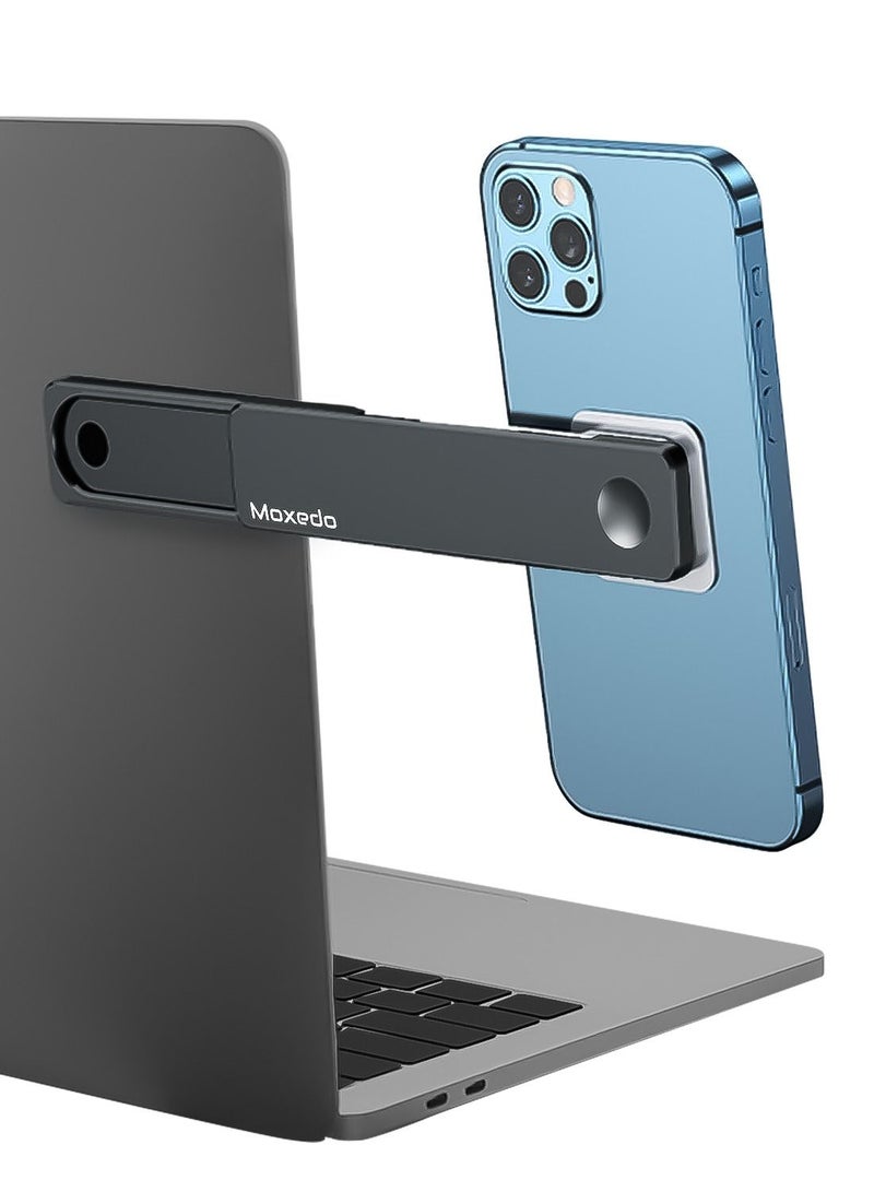 Moxedo Magnetic Side Mount Phone Holder Aluminum Alloy Adjustable Laptop Desktop Monitor Side Mount Clip Compatible with iPhone 13 Pro Max/13 Pro/13/13 Mini/12/11 Series and Smartphones Grey - Image 1