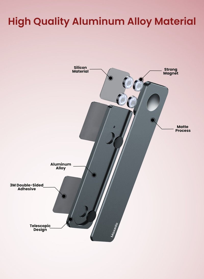 Moxedo Magnetic Side Mount Phone Holder Aluminum Alloy Adjustable Laptop Desktop Monitor Side Mount Clip Compatible with iPhone 13 Pro Max/13 Pro/13/13 Mini/12/11 Series and Smartphones Grey - Image 5