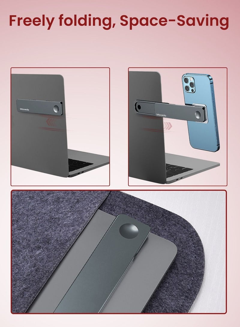 Moxedo Magnetic Side Mount Phone Holder Aluminum Alloy Adjustable Laptop Desktop Monitor Side Mount Clip Compatible with iPhone 13 Pro Max/13 Pro/13/13 Mini/12/11 Series and Smartphones Grey - Image 4