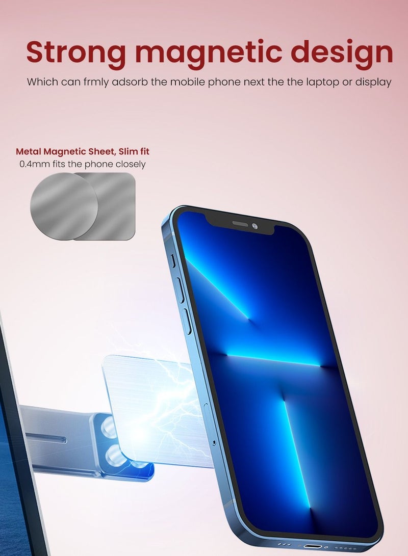 Moxedo Magnetic Side Mount Phone Holder Aluminum Alloy Adjustable Laptop Desktop Monitor Side Mount Clip Compatible with iPhone 13 Pro Max/13 Pro/13/13 Mini/12/11 Series and Smartphones Grey - Image 2
